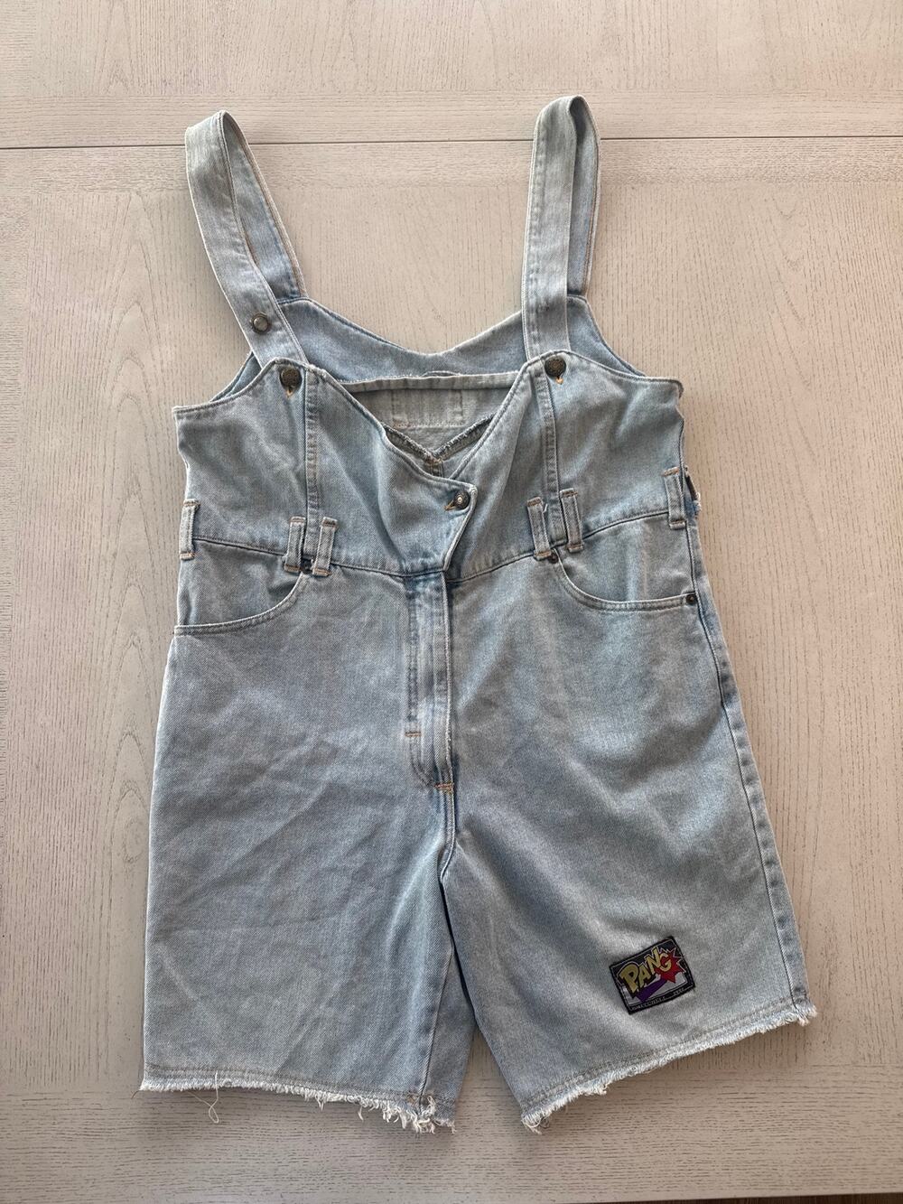 Vintage Dungaree Overall Shorts With New Zealand University Patch